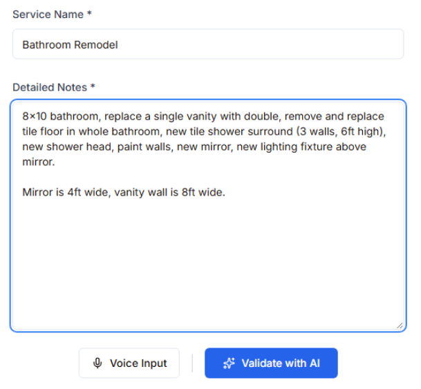 Notes Page - Capture job details on site